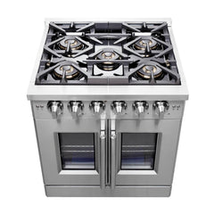 FORNO Capriasca 30 Inch Titanium Gas Range with French Door FFSGS6460-30