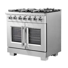 FORNO Capriasca 36 Inch Titanium Gas Range with French Door FFSGS6460-36