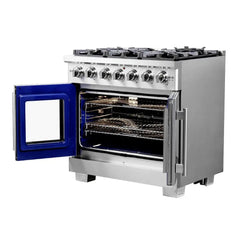 FORNO Capriasca 36 Inch Titanium Gas Range with French Door FFSGS6460-36