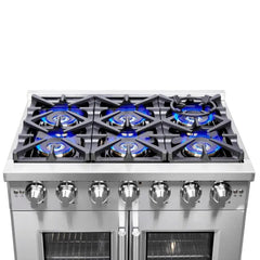 FORNO Capriasca 36 Inch Titanium Gas Range with French Door FFSGS6460-36