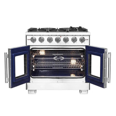 FORNO Capriasca 36 Inch Titanium Gas Range with French Door FFSGS6460-36