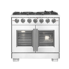 FORNO Capriasca 36 Inch Titanium Gas Range with French Door FFSGS6460-36