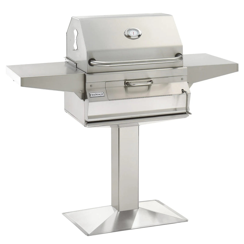 Fire Magic Legacy 24-Inch Patio Post Charcoal Grill with Smoker Hood - 22-SC01C-P6
