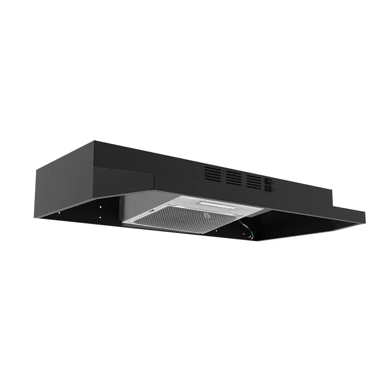 FORNO Espresso Cappa 30 Inch 200 CFM Compact Under Cabinet Convertible Range Hood in Black, FRHUC5200-30BLK