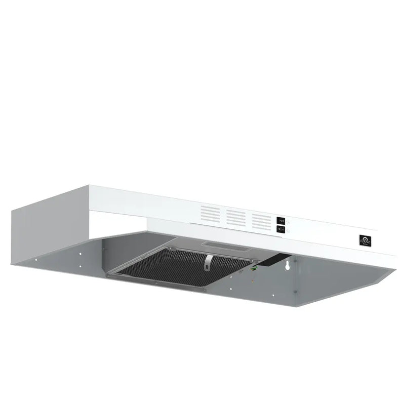 FORNO Espresso Cappa 30 Inch 200 CFM Compact Under Cabinet Convertible Range Hood in White, FRHUC5200-30WHT
