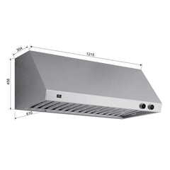 FORNO Biagio 48-Inch 1,200 CFM Wall Mount Range Hood in Stainless Steel, FRHWM5009-48