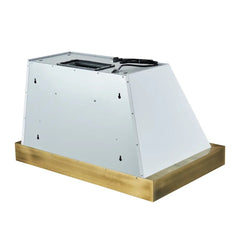 FORNO Espresso Vittorio 36 Inch 600 CFM Wall Mount Range Hood in White and Antique Brass Trim with Remote Control, FRHWM5078-36WHT