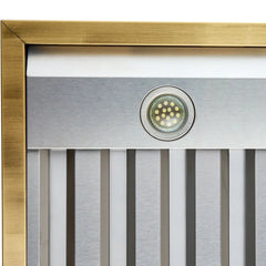 FORNO Espresso Vittorio 36 Inch 600 CFM Wall Mount Range Hood in White and Antique Brass Trim with Remote Control, FRHWM5078-36WHT