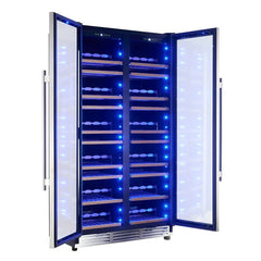 FORNO Vernazza 40-Inch 25.07 cu.ft. 166 Bottle Dual Zone Wine Cooler in Stainless Steel, FWCDR6642-40S