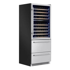 FORNO Capraia Triple Temp Zones Dual Zone 30″ Wine Cooler with two refrigerator drawers FWCDR6661-30S
