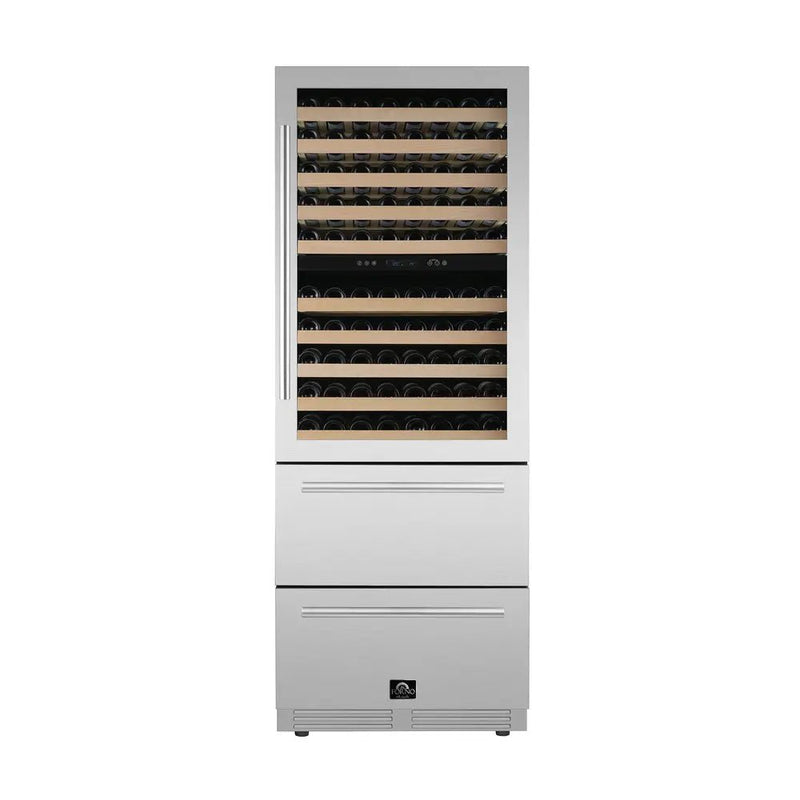 FORNO Celano 30-Inch 21.3 cu.ft. 150 Bottle and 252 Can Dual Zone Wine Cooler, FWCDR6697-30S