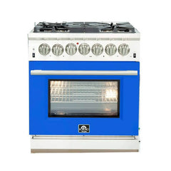 FORNO Capriasca 30 Inch Platinum Freestanding Dual Fuel Range FFSGS6187-30