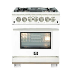 FORNO Capriasca 30 Inch Platinum Freestanding Dual Fuel Range FFSGS6187-30