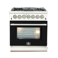 FORNO Capriasca 30 Inch Platinum Freestanding Dual Fuel Range FFSGS6187-30