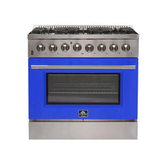 FORNO Galiano 36 Inch Dual Fuel Range, 6 Burners, 5.36 cu.ft. True Convection Oven FFSGS6156-36