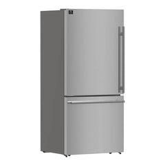 FORNO Espresso Milano 31 Inch 17.2 cu. ft. Refrigerator and Bottom Freezer with Ice Maker in Stainless Steel and Silver Handles FFFFD1786-31S