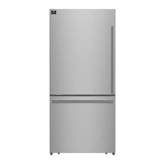 FORNO Espresso Milano 31 Inch 17.2 cu. ft. Refrigerator and Bottom Freezer with Ice Maker in Stainless Steel and Silver Handles FFFFD1786-31S