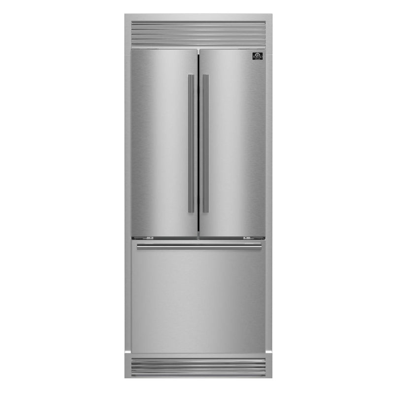 FORNO Gallipoli 35-Inch French door Refrigerator with Ice Maker 17.5cf in Stainless Steel FFFFD1974-35SG