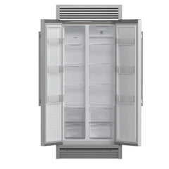 FORNO Salerno 37" 15.6 cu. ft. Side-by-Side Built-In Refrigerator in Stainless Steel and Grill Trim Kit, FFRBI1805-37SG