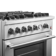 FORNO Giovanni 30-inch Gas Range Stainless Steel, 5 Burners 67,000 BTU, 4.32 cu.ft. Convection Oven FFSGS6274-30