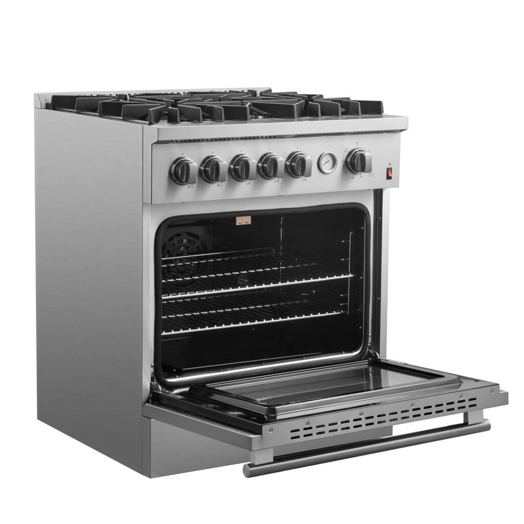 FORNO Giovanni 30-inch Gas Range Stainless Steel, 5 Burners 67,000 BTU, 4.32 cu.ft. Convection Oven FFSGS6274-30