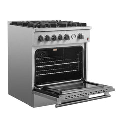 FORNO Giovanni 30-inch Gas Range Stainless Steel, 5 Burners 67,000 BTU, 4.32 cu.ft. Convection Oven FFSGS6274-30