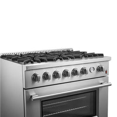 FORNO Marco 36-Inch 5.36 cu.ft. Gas Range with 6 Burners and Built-In Temperature Gauge, FFSGS6277-36