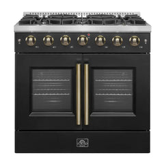 FORNO Galiano 36 Inch Freestanding French Door Gas Range with 6 Sealed Burners FFSGS6444-36