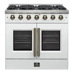 FORNO Galiano 36 Inch Freestanding French Door Gas Range with 6 Sealed Burners FFSGS6444-36