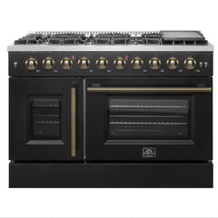 FORNO Galiano 48 Inch Freestanding French Door Gas Range with 8 Sealed Burners and Griddle FFSGS6444-48
