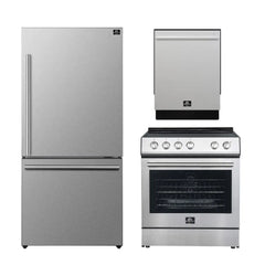 FORNO Appliance Package 3-Piece - 30-inch Electric Range, 31-inch French Door Refrigerator, Built-In Dishwasher, Stainless Steel - FBDL-011-01US