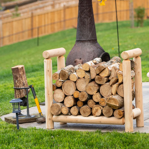 White Cedar Rustic Firewood Log Rack Garden Storage Outdoor L356