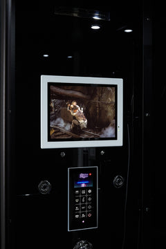 Maya Bath Lucca Steam Shower – Sleek Glass Enclosure with Smart TV, Body Jets & Spa Features (Platinum Lucca-R)