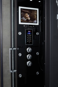 Maya Bath Lucca Steam Shower – Sleek Glass Enclosure with Smart TV, Body Jets & Spa Features (Platinum Lucca-R)