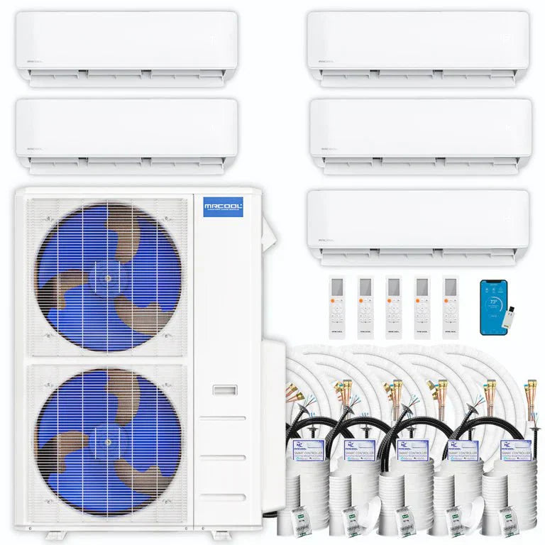 MRCOOL DIY 5th Gen Multi-Zone 5-Zone 55,000 BTU 22 SEER2 (6K + 6K + 6K + 6K + 9K) Ductless Mini-Split AC & Heat Pump