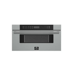 FORNO 30.1-inch microwave drawer with handle, stainless steel and black FMWDR3000-30