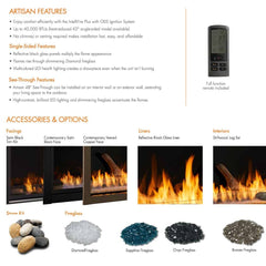 Monessen 48-inch Artisan Double-Sided Vent-Free Linear Gas Fireplace with IPI Plus Electronic Ignition and Remote Control AVFL48NIP
