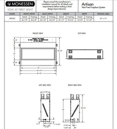 Monessen 42-inch Artisan Vent-Free Linear Gas Fireplace with IPI Plus Electronic Ignition and Remote Control AVFL42NIP-RB