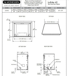 Monessen 42-inch Lo-Rider Clean Face Vent-Free Gas Firebox with Interior Panels LCUF42CR-C