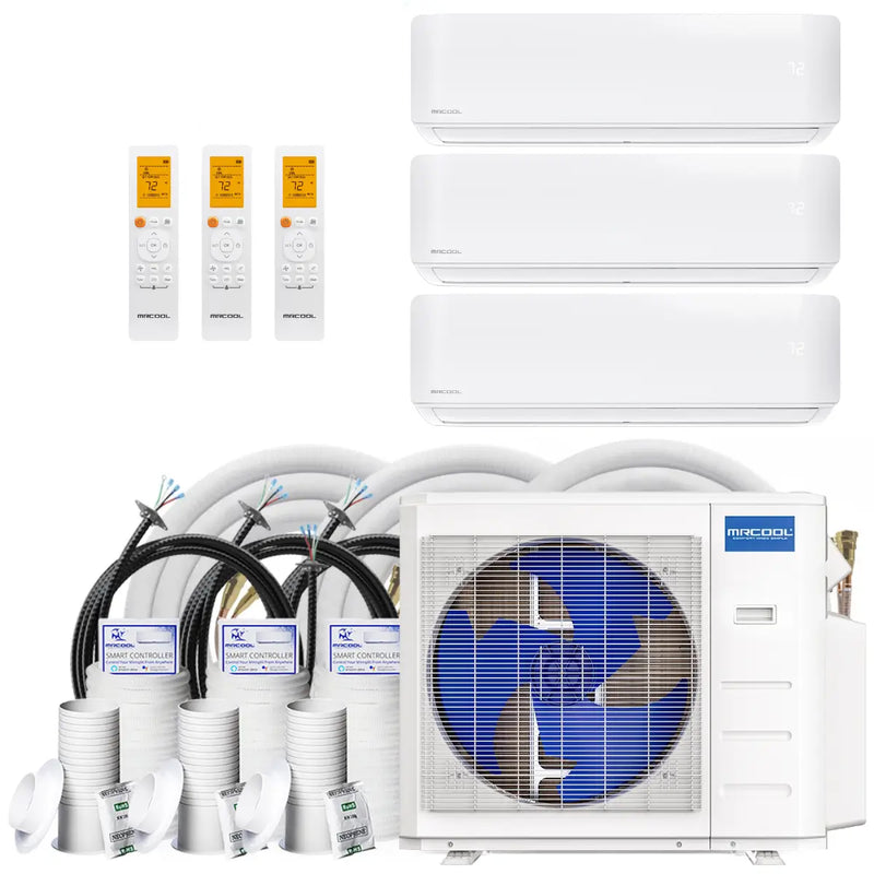 MRCOOL DIY 5th Gen Multi-Zone 3-Zone 27K BTU 23 SEER2 (6K + 6K + 9k) Ductless Mini Split AC & Heat Pump 208/230V – Includes Line Sets