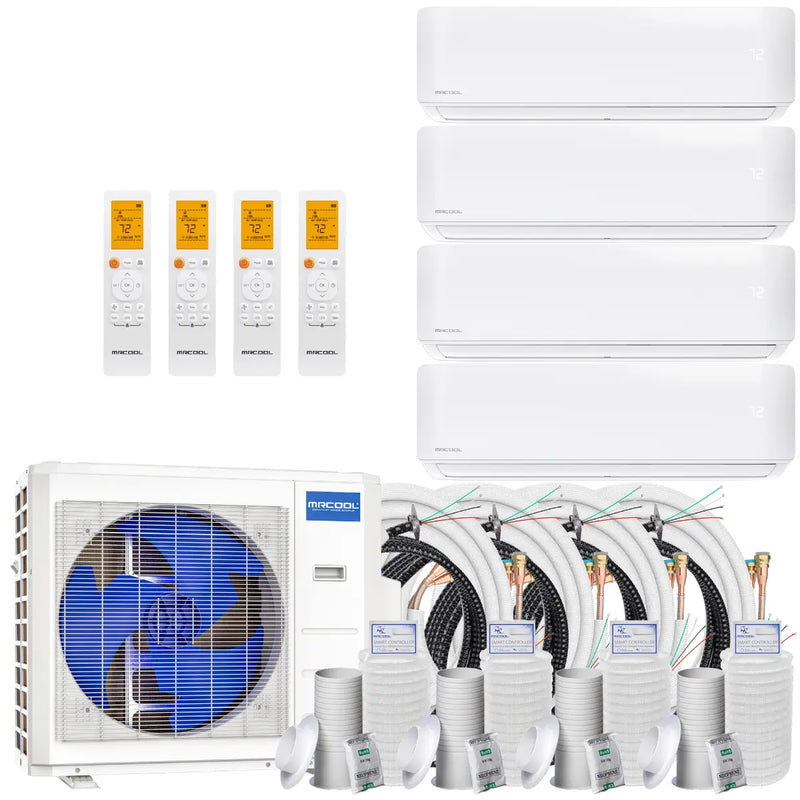 MRCOOL DIY 5th Gen Multi-Zone 4-Zone 27K BTU 23 SEER2 (6K + 6K + 6k + 9k) Ductless Mini Split AC & Heat Pump 208/230V – Includes Line Sets