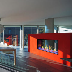 Plaza 75-Inch Linear See-Through Gas Fireplace with Glass Barrier Modern Design Indoor DVLXG75SP90N