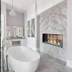 Plaza 75-Inch Linear See-Through Gas Fireplace with Glass Barrier Modern Design Indoor DVLXG75SP90N