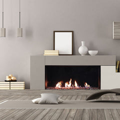 Plaza 55-Inch Linear Single-Sided Gas Fireplace with Glass Barrier Modern Design Indoor DVLXG55BP90N