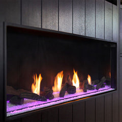 Plaza 75-Inch Linear Single-Sided Gas Fireplace with Glass Barrier Modern Design Indoor DVLXG75BP90N