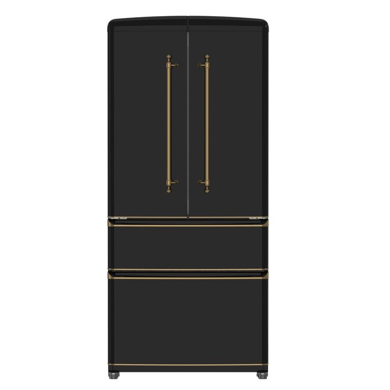 FORNO Luigi 18 cu.ft. French Door Refrigerator Antique Brass Handles FFFFD1791-33BLK