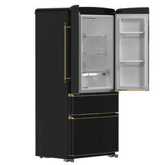FORNO Luigi 18 cu.ft. French Door Refrigerator Antique Brass Handles FFFFD1791-33BLK