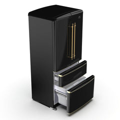 FORNO Luigi 18 cu.ft. French Door Refrigerator Antique Brass Handles FFFFD1791-33BLK