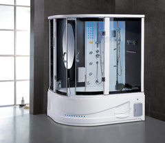 Maya Bath Siena Steam Shower – Corner Whirlpool Spa with TV, Fridge & Full-Body Massage (Siena-R)