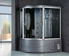 Maya Bath Siena Steam Shower – Corner Whirlpool Spa with TV, Fridge & Full-Body Massage (Siena-R)